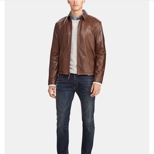 Polo Ralph Lauren Brown Leather Jacket Mens 3XLT